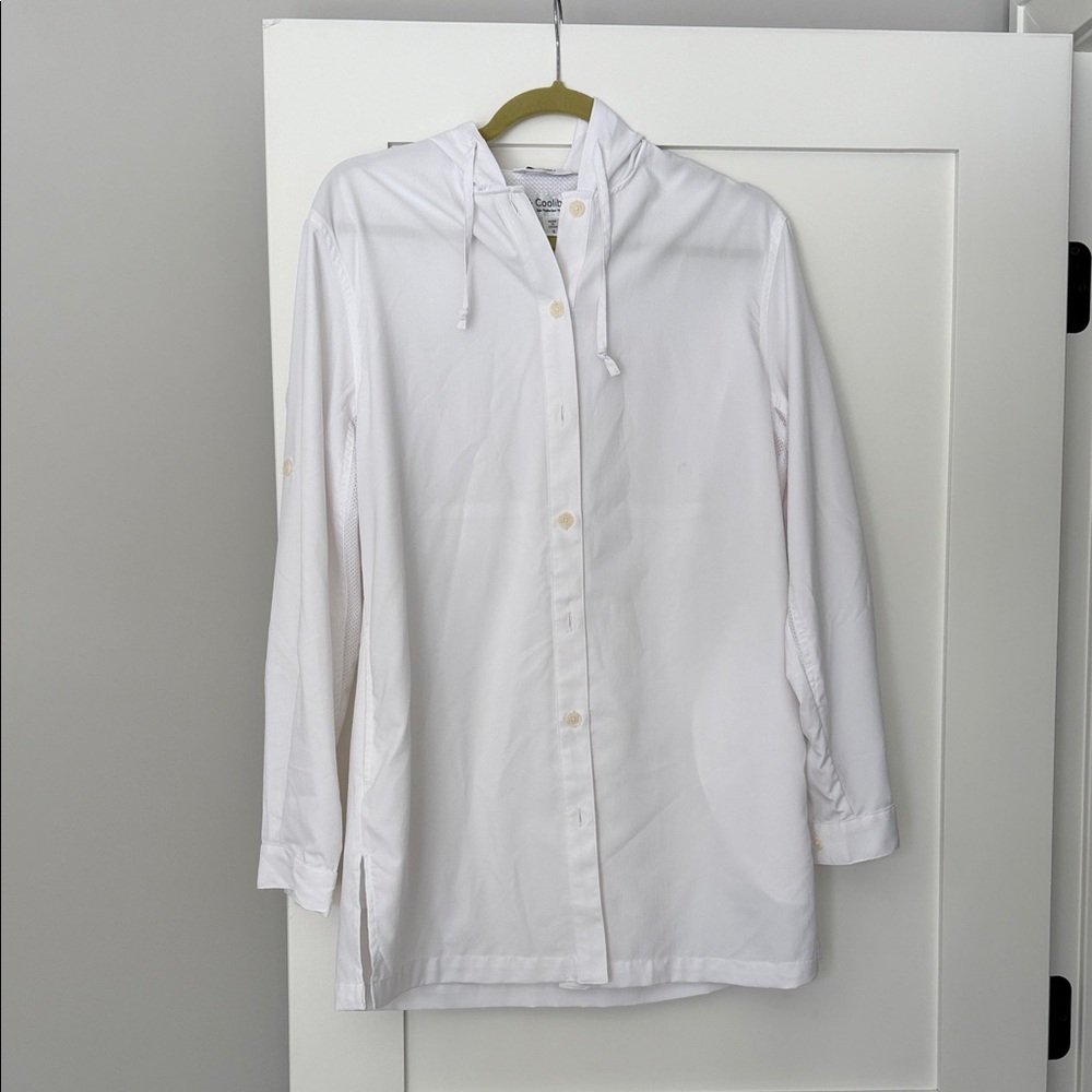 Coolibar White UPF 50+ Hooded Shirt